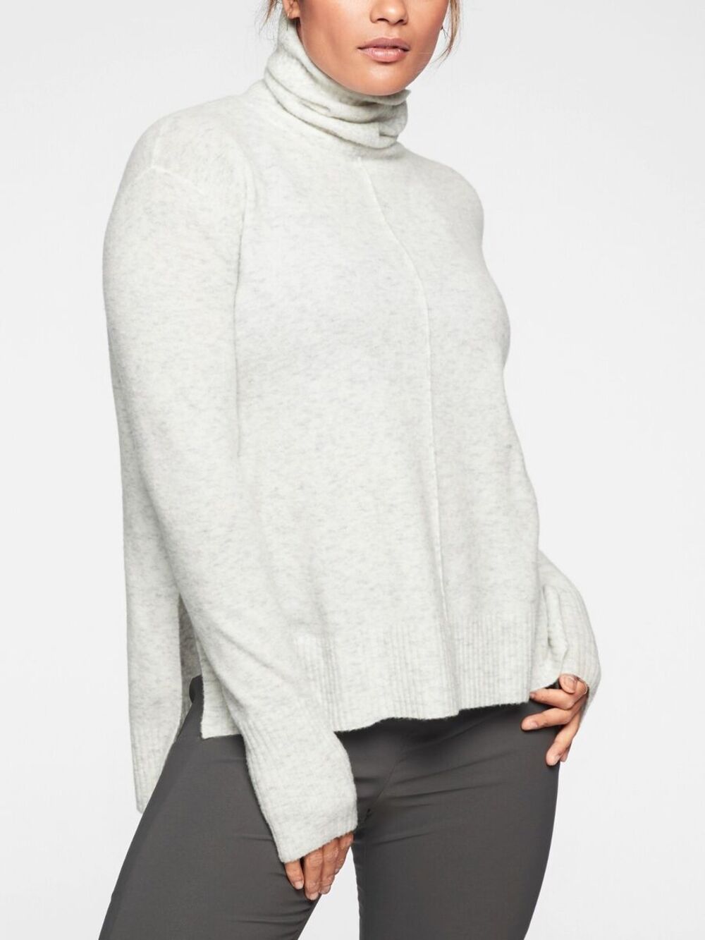 Athleta Transit Turtleneck Heather Gray Wool Minimalist Classic Work Career